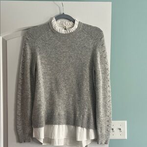 Ted Baker Gray Sweater with White Layered Detail